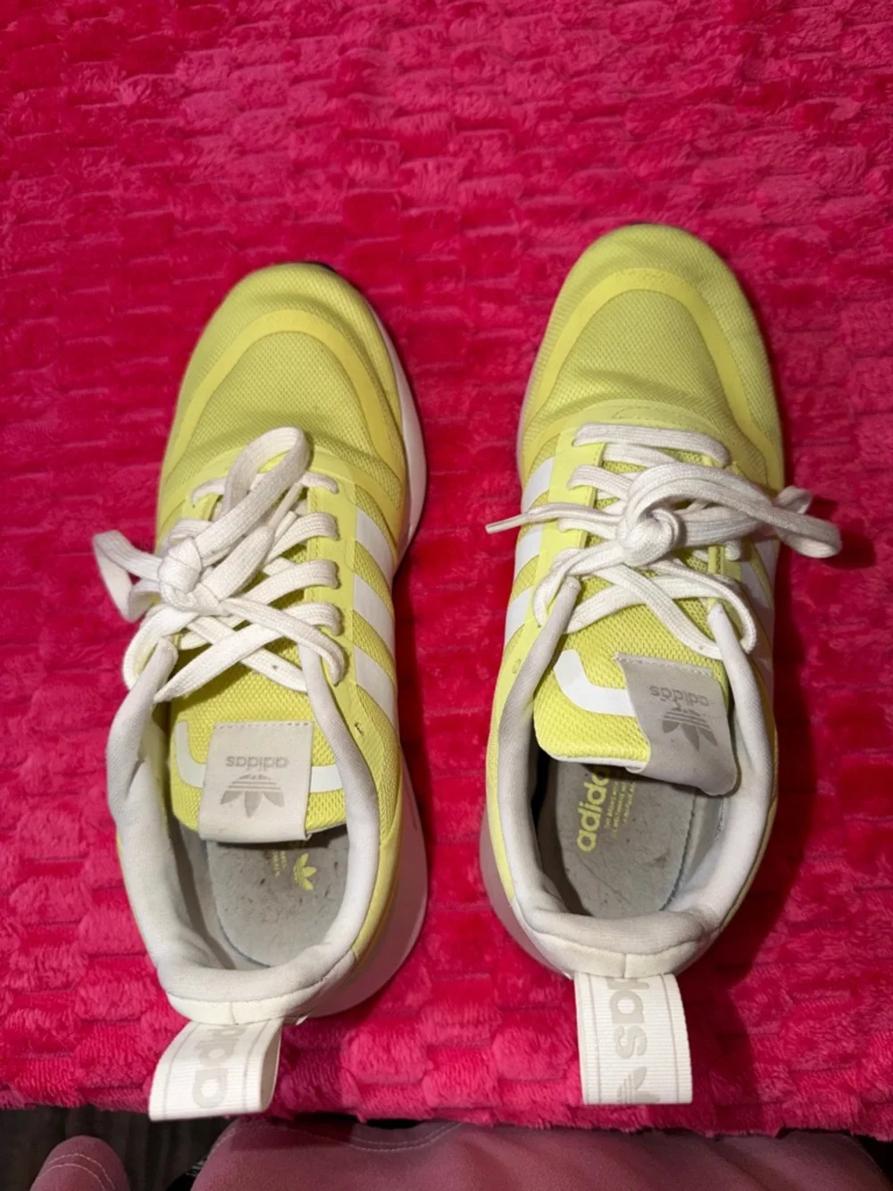 adidas women’s Yellow and White Lace-Up Sneakers